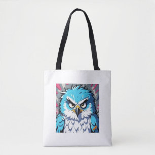 Angry Fluffy Blue and White Falcon - Graffiti Styl Tasche