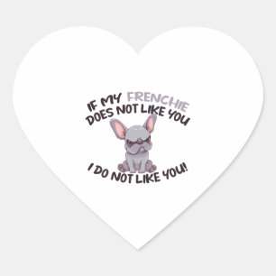 Angry Frenchie (Grau) - Einzigartiges Design Herz-Aufkleber