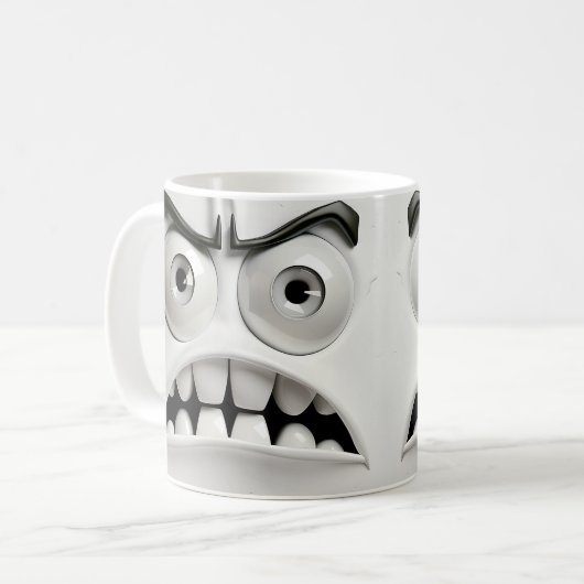 Angry Funny Face | Aus weißem Rücken Kaffeetasse (Vorderseite Links)
