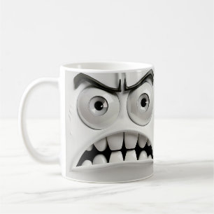 Angry Funny Face   Aus weißem Rücken Kaffeetasse