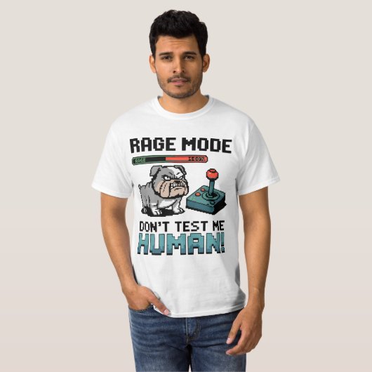 Angry Gamer Bulldog - Rage Mode on T-Shirt (Vorne ganz)