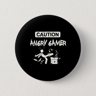 Angry Gamer Computer Funny Video Game Gift Button
