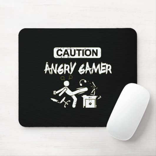 Angry Gamer Computer Funny Video Game Gift Mousepad (Mit Mouse)