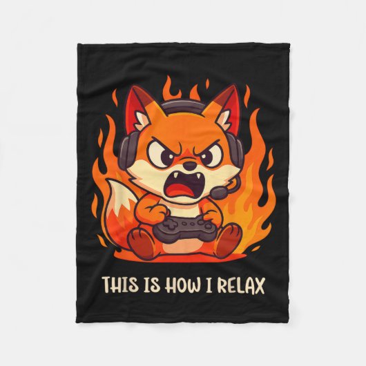 Angry Gamer Kitsune Fox So entspanne ich mich in J Fleecedecke (Vorderseite)