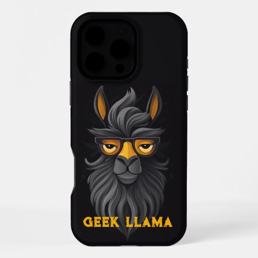 Angry Geek Llama Black iPhone Hülle (Rückseite)