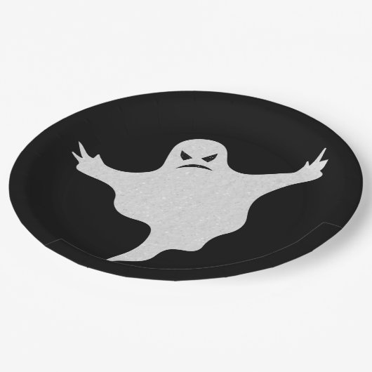 Angry Ghost Glitzer Halloween Pappteller (Schrägansicht)