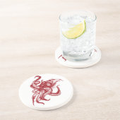 Angry Giant Tintenfisch in Rot Sandstein Untersetzer (Seite)