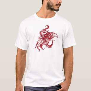 Angry Giant Tintenfisch in Rot T-Shirt