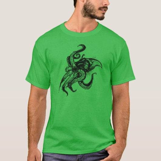 Angry Giant Tintenfisch in Schwarz T-Shirt (Vorderseite)