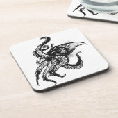 Angry Giant Tintenfisch in Schwarz Untersetzer (Linke Seite)