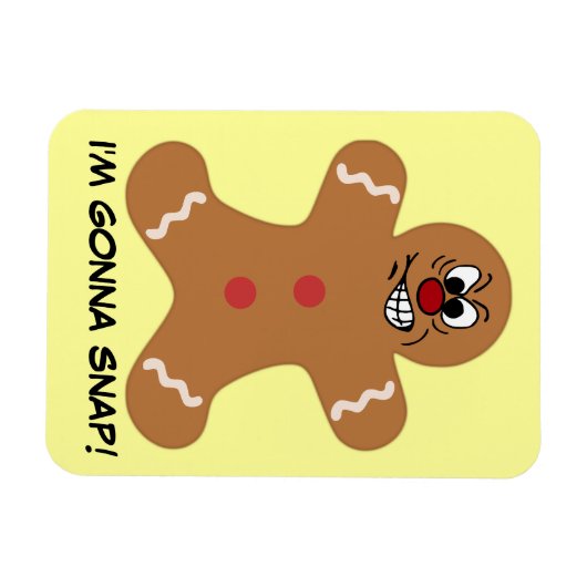 Angry Gingerbread Man Cookie Magnet (Horizontal)