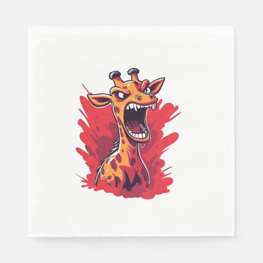 Angry Giraffe Graphic Funny Giraffe Kawaii Serviette (Vorderseite)