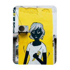 Angry Girl Painting Street Murals Magnet