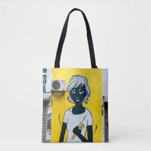 Angry Girl Painting Street Murals Tasche