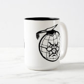 Angry Globe Mortarboard Funny Educator Zweifarbige Tasse (VorderseiteRechts)