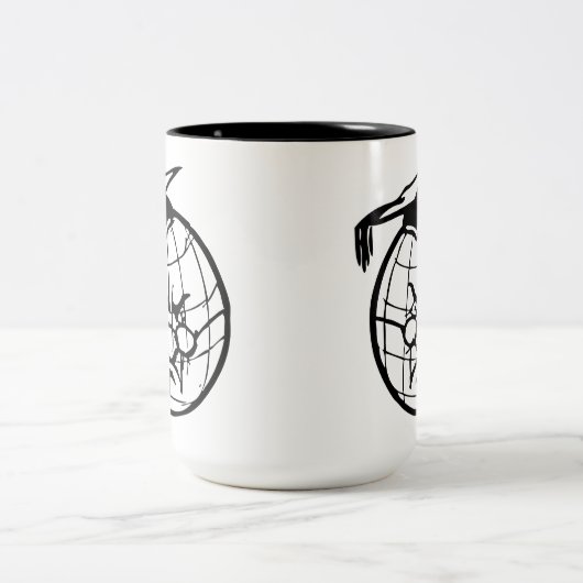 Angry Globe Mortarboard Funny Educator Zweifarbige Tasse (Mittel)