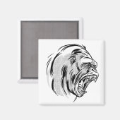 Angry Gorilla King of Jungle Design Magnet (Vorderseite/Rückseite)