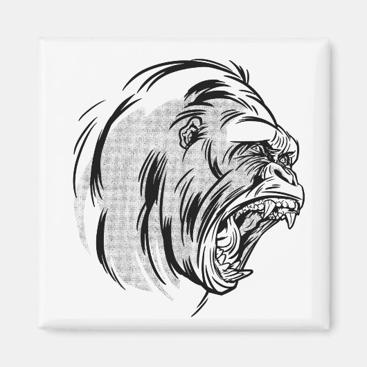 Angry Gorilla King of Jungle Design Magnet (Vorne)