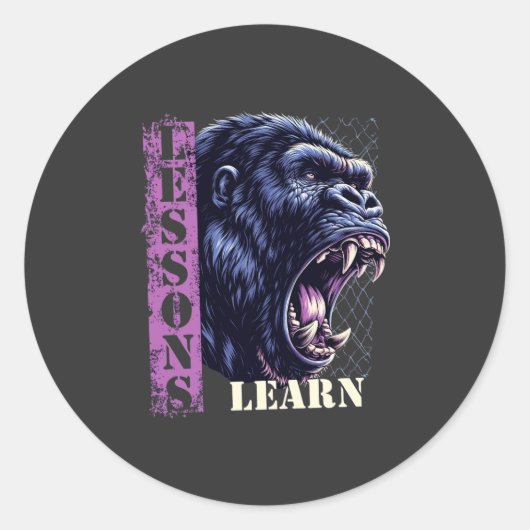 Angry Gorilla Lessons Learn Sticker (Vorderseite)
