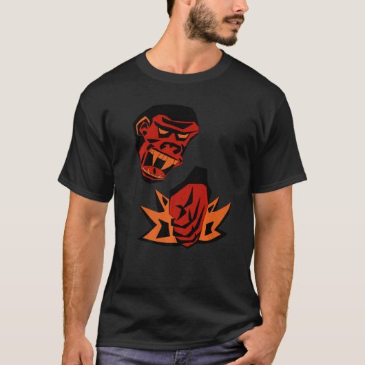 Angry Gorilla Monkey Smashashing Rage Red Orange G T-Shirt (Vorderseite)