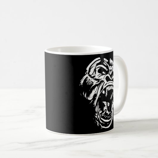 Angry Gorilla Silverback White Fierce Great Ape Kaffeetasse (VorderseiteRechts)