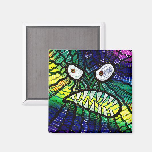 Angry Green Monster Zähne Magnet (Vorderseite/Rückseite)
