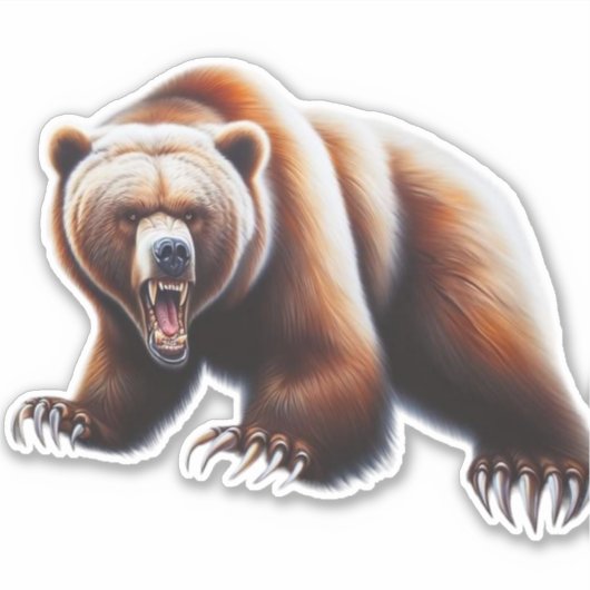 Angry Grizzly Bear Aufkleber (Vorderseite)