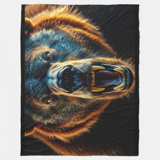 Angry Grizzly Bear Fleecedecke (Vorderseite)