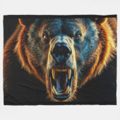 Angry Grizzly Bear Fleecedecke (Vorderseite (Horizontal))