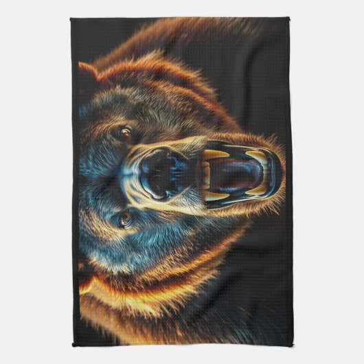 Angry Grizzly Bear Geschirrtuch (Vertikal)