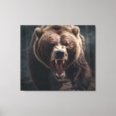 Angry Grizzly Bear Wildlife Animal Portrait Leinwanddruck (Vorderseite)