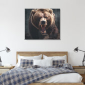 Angry Grizzly Bear Wildlife Animal Portrait Leinwanddruck (Insitu (Schlafzimmer))