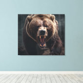 Angry Grizzly Bear Wildlife Animal Portrait Leinwanddruck (Insitu (Holzboden))