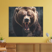 Angry Grizzly Bear Wildlife Animal Portrait Leinwanddruck (Insitu (Wohnzimmer))