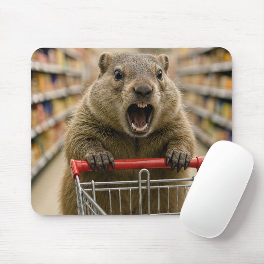 Angry Groundhog Grocery Shopper Mousepad (Mit Mouse)
