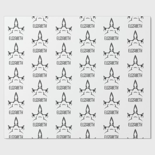 Angry Hammerhead Shark Line Art Geschenkpapier (Flach)