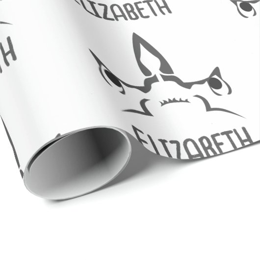 Angry Hammerhead Shark Line Art Geschenkpapier (Rolleneckpunkt)