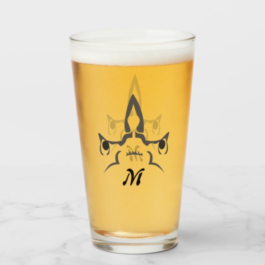 Angry Hammerhead Shark Line Art Glas (Rückseite (gefüllt))