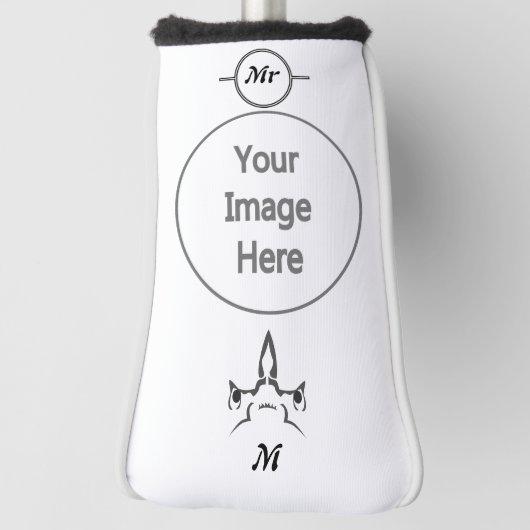 Angry Hammerhead Shark Line Art Golf Headcover (Rotieren 90)