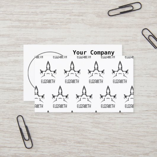 Angry Hammerhead Shark Line Art Visitenkarte (Vorderseite/Rückseite Beispiel)