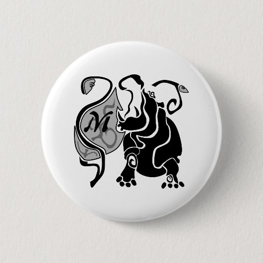 Angry Hippo Monogram Button (Vorderseite)