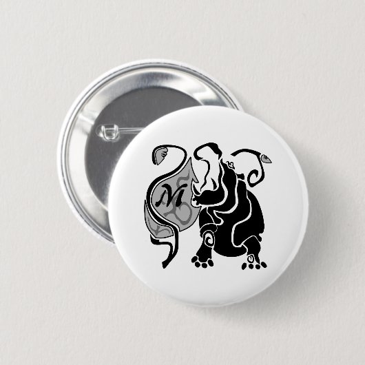 Angry Hippo Monogram Button (Vorne & Hinten)