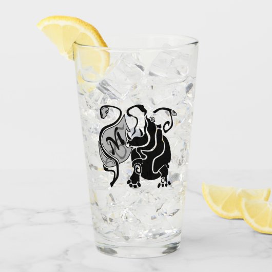 Angry Hippo Monogram Glas (Vorderseite Ice)