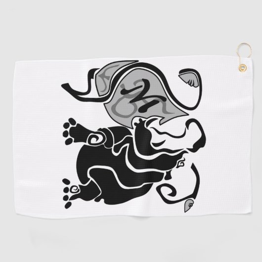 Angry Hippo Monogram Golfhandtuch (Horizontal)