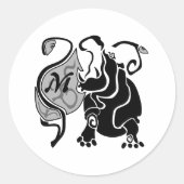 Angry Hippo Monogram Runder Aufkleber (Vorderseite)