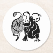 Angry Hippo Monogram Runder Pappuntersetzer (Vorderseite)