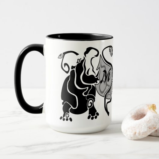 Angry Hippo Monogram Tasse (Mit Donut)
