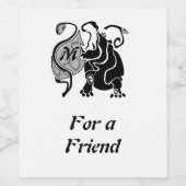 Angry Hippo Monogram Weinetikett (Einzelnes Label)