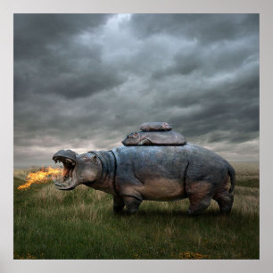 Angry hippo mother  poster