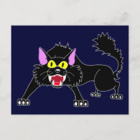 Angry Hissing Black Cat Cartoon